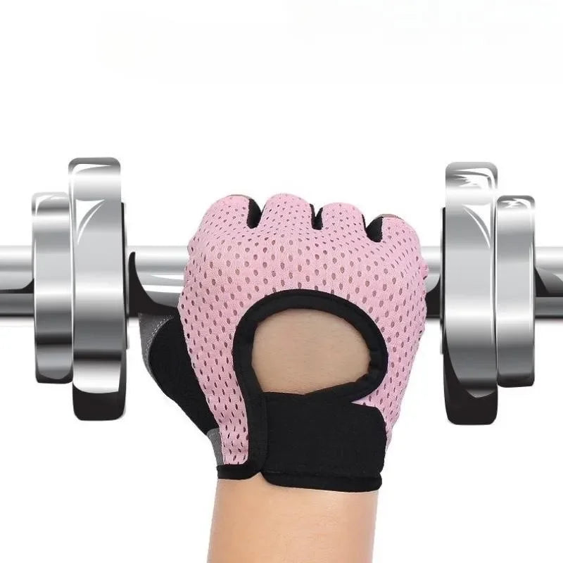 Gym Fitness Gloves For Women, Breathable Half Finger Anti-Slip Gloves For Bicycle Cycling Weight Lifting Yoga