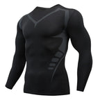 Gym Sports T-shirts for Men Long Sleeve Tights Boxing Sportswear Breathable Quick Dry Fitness Tops Male Outdoor Training Clothes