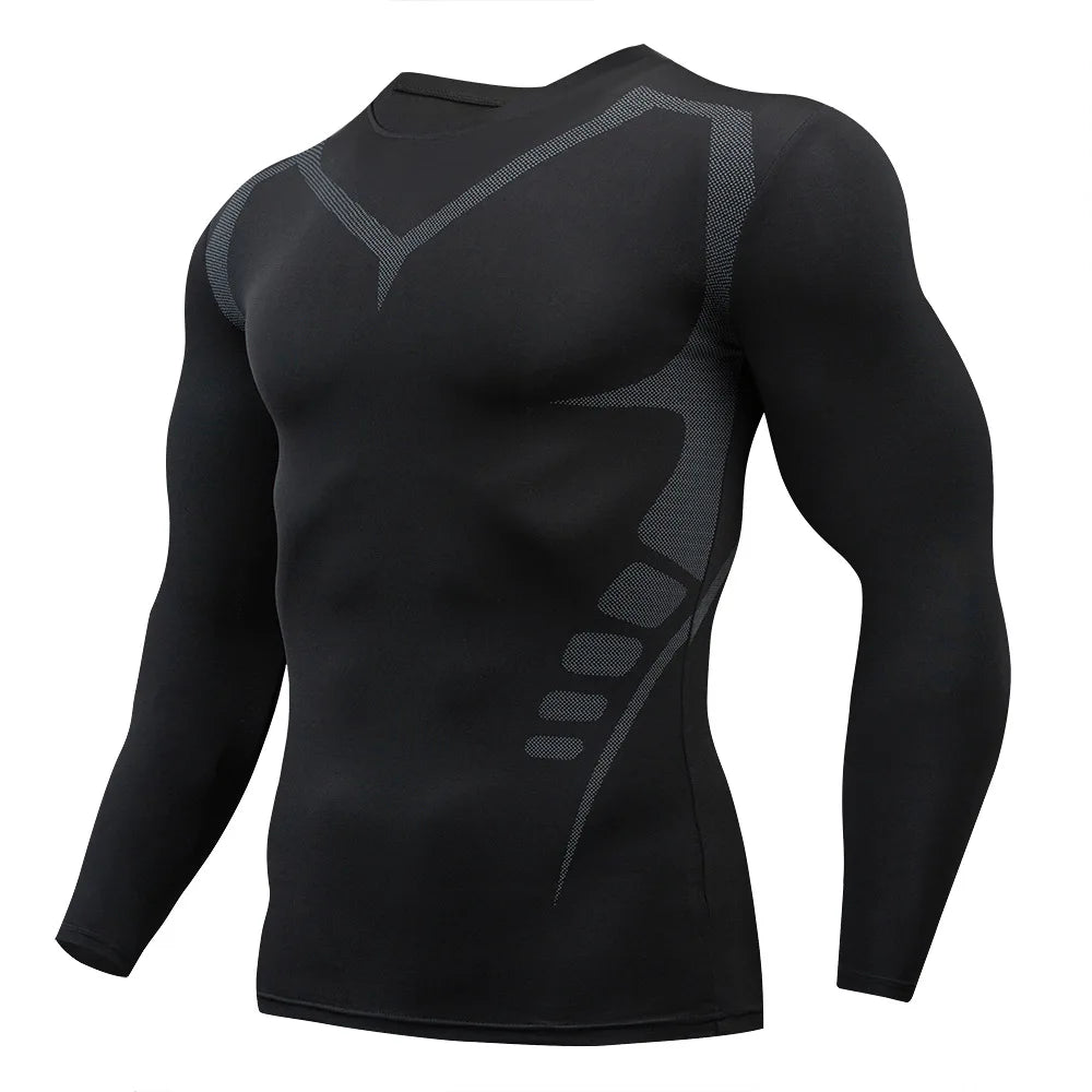 Gym Sports T-shirts for Men Long Sleeve Tights Boxing Sportswear Breathable Quick Dry Fitness Tops Male Outdoor Training Clothes