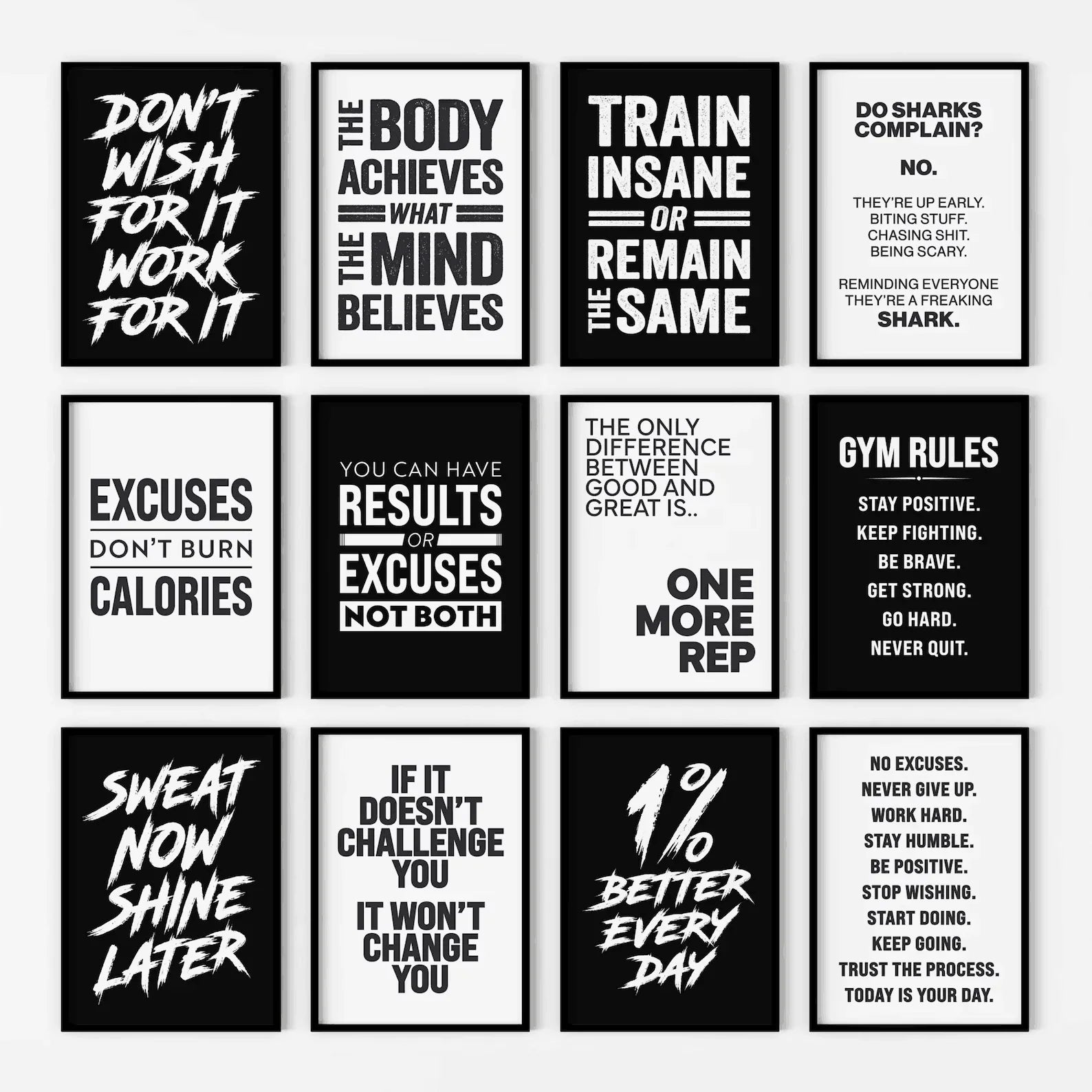 Gym Wall Art Poster Gym Inspirational Poster Home Gym Wall Decoration Gym Slogan Canvas Printing Decorative Painting Frameless