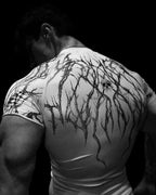 GYM T-shirt Men's Dark Gothic Print Muscle Tee High Elasticity And Quick Drying Exercise For Bodybuilding Training