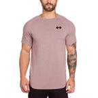 Gym Bodybuilding Workout Clothing Sportswear Mens Casual Short-sleeved Cotton Shirts Summer Fitness Breathable Slim Fit T-Shirts