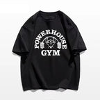 Summer Gym 100% Cotton Men's T-shirt Letter Weightlifting Printed Round Neck High Quality Street Outdoor Short Sleeve