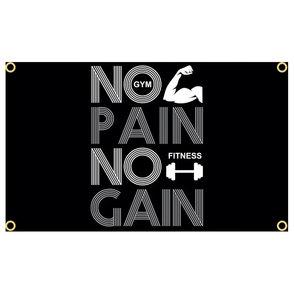 GYM Flag Message Signs Slogan Exercise Fitness Poster Advertise Logo Sport Outdoor Club Digital Printing Banner Brass Grommet