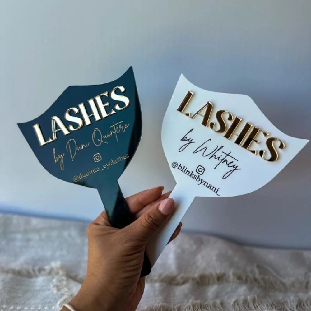 Custom Aesthetic Beauty handle mirror Acrylic Lash Tech Photo Prop, Eyelash Beauty Studio decor beauty room sign