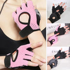 Gym Fitness Gloves For Women, Breathable Half Finger Anti-Slip Gloves For Bicycle Cycling Weight Lifting Yoga