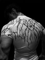 GYM T-shirt Men's Dark Gothic Print Muscle Tee High Elasticity And Quick Drying Exercise For Bodybuilding Training