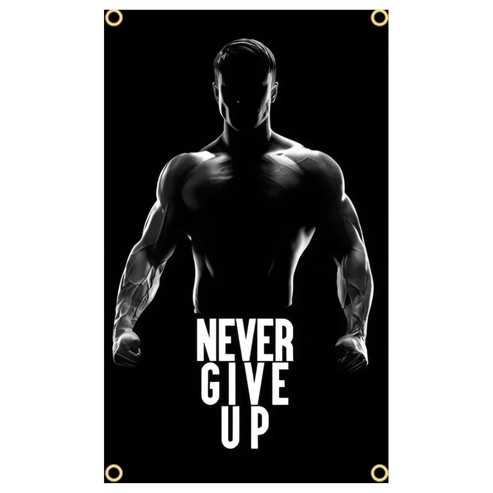 GYM Flag Message Signs Slogan Exercise Fitness Poster Advertise Logo Sport Outdoor Club Digital Printing Banner Brass Grommet