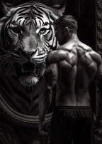 Gym Motivation Muscle Man with Tiger Bodybuilding Fitness Art Poster Canvas Painting Wall Print Picture for Home Gym Decor