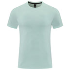 Gym Sport T Shirt Men Running Outdoor Workout Training Tees Round Neck Quick Dry Breathable Polyester Casual Short Sleeve