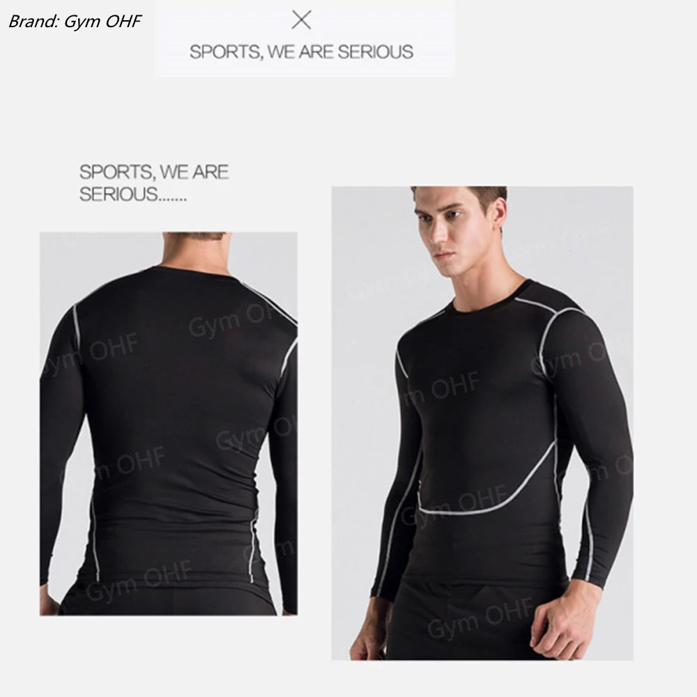 Gym Fitness T shirt Men's Short Sleeve Summer Boxing Jersey Legging Men Rashguard Compression Pants Quick Dry Tight T-shirts Men