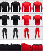 Gym Fitness T shirt Men's Short Sleeve Summer Boxing Jersey Legging Men Rashguard Compression Pants Quick Dry Tight T-shirts Men