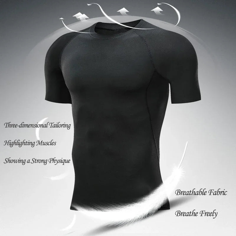 Gym Hub Printed Men's Compression T-Shirt Gym Workout Sport Quick Dry Tight Shirts Outdoor Training Fitness Elasticity Tops Tee