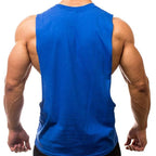 Gym Fitness Training Vests Cotton Breathable Side Slits Tank Tops Mens Bodybuilding Muscle Sleeveless Singlets Workout Shirts