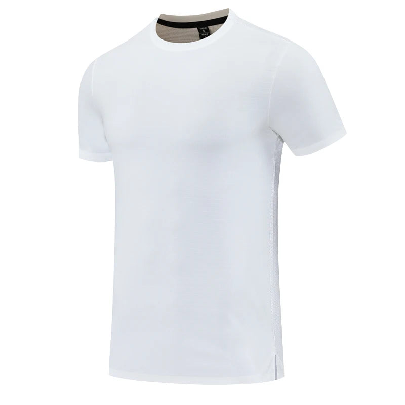 Gym Sport T Shirt Men Running Outdoor Workout Training Tees Round Neck Quick Dry Breathable Polyester Casual Short Sleeve