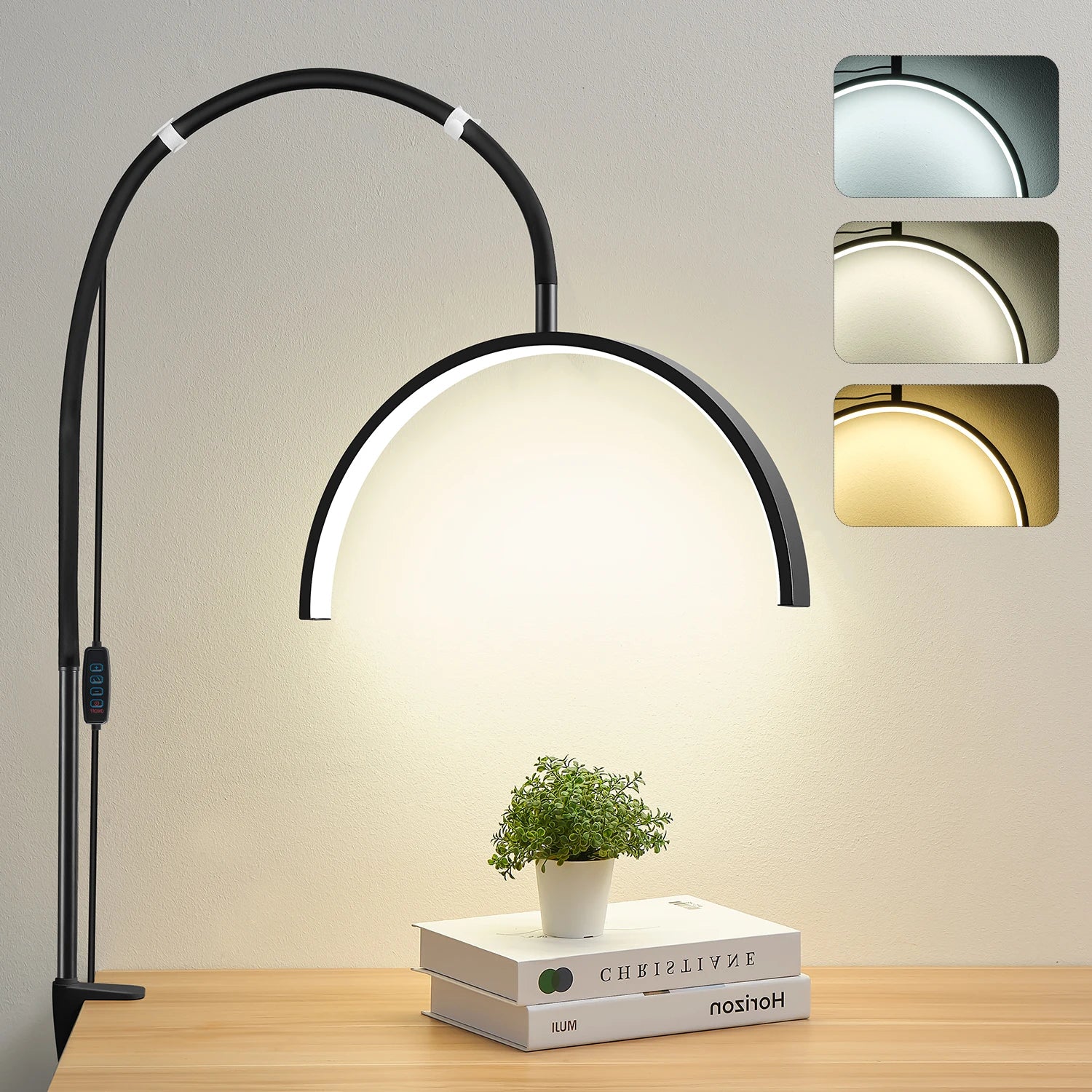 Half moon shaped LED table clip beauty lamp beauty salon nail and eye protection lamp suitable for beauty  makeup live streaming