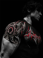 GYM T-shirt Men's Dark Gothic Print Muscle Tee  High Elasticity And Quick Drying Exercise For Bodybuilding Training 2026 Summer