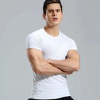 Gym Fitness T shirt Men's Short Sleeve Summer Boxing Jersey Legging Men Rashguard Compression Pants Quick Dry Tight T-shirts Men