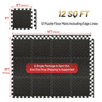 Gym Floor Mat for Home Workout Anti-Slip Rubber Exercise Mat with Interlocking Design, Durable Fitness Rug Weightlifting & Yoga