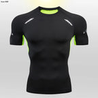 Gym Fitness T shirt Men's Short Sleeve Summer Boxing Jersey Legging Men Rashguard Compression Pants Quick Dry Tight T-shirts Men