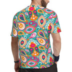 Gym T-Shirt For Man Retro Geometric 60S 70S T-Shirts Fashion Psychedelic Art Beach Tees O Neck Y2K Fun Design Tops Gift Idea