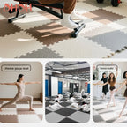 Gym Floor Mat for Home Workout Anti-Slip Rubber Exercise Mat with Interlocking Design, Durable Fitness Rug Weightlifting & Yoga