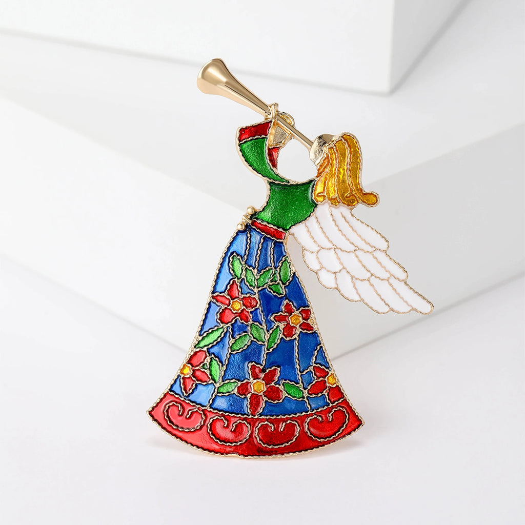 Beaut&Berry Elegant Enamel Speaker Angel Brooches for Women Character Pins Friends Party Gifts Banquet Jewellery Accessories