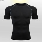 Gym Fitness T shirt Men's Short Sleeve Summer Boxing Jersey Legging Men Rashguard Compression Pants Quick Dry Tight T-shirts Men