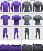 Gym Fitness T shirt Men's Short Sleeve Summer Boxing Jersey Legging Men Rashguard Compression Pants Quick Dry Tight T-shirts Men