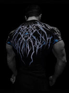 GYM T-shirt Men's Dark Gothic Print Muscle Tee High Elasticity And Quick Drying Exercise For Bodybuilding Training