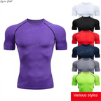 Gym Fitness T shirt Men's Short Sleeve Summer Boxing Jersey Legging Men Rashguard Compression Pants Quick Dry Tight T-shirts Men