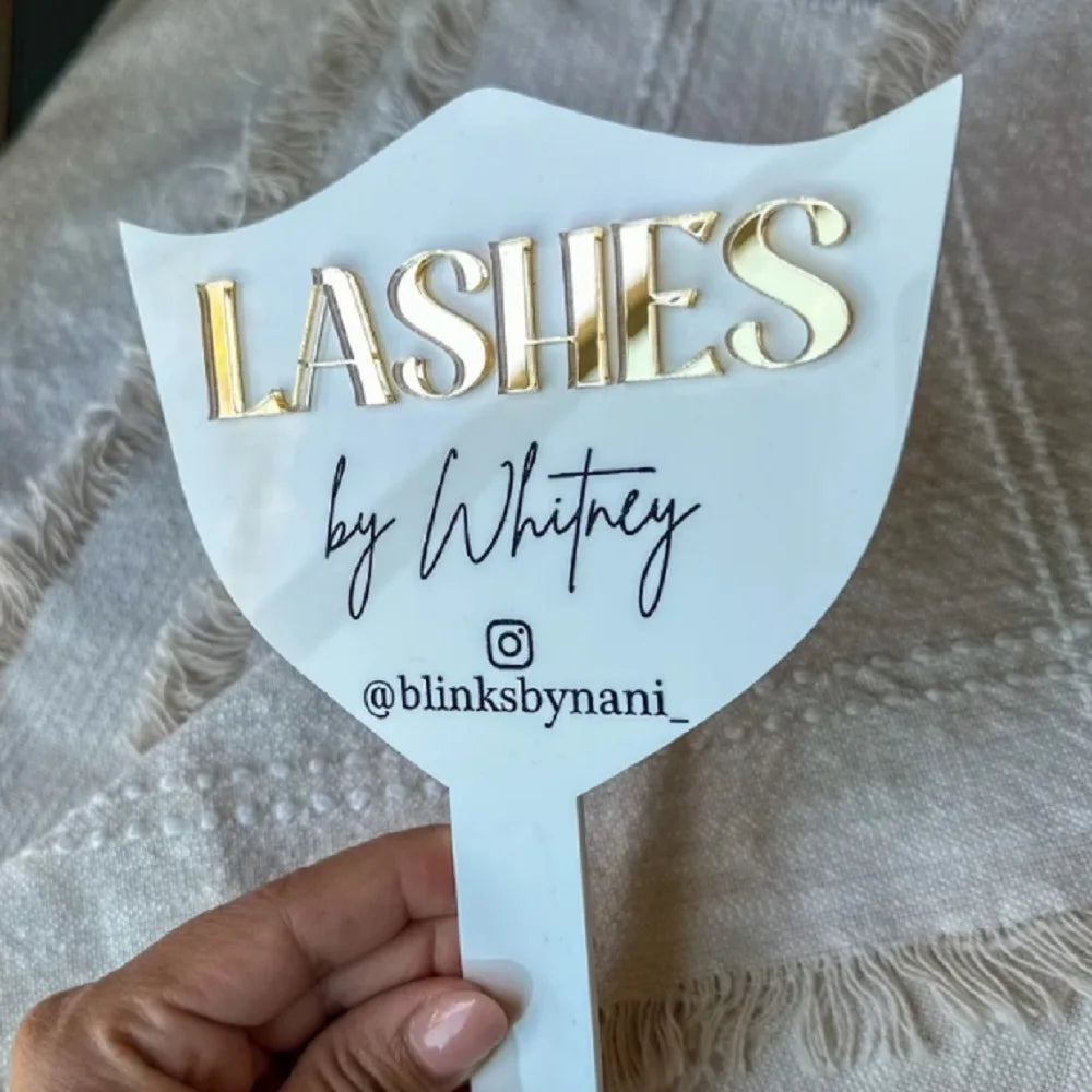 Custom Aesthetic Beauty handle mirror Acrylic Lash Tech Photo Prop, Eyelash Beauty Studio decor beauty room sign