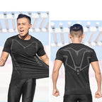 Gym Fitness T shirt Men's Short Sleeve Summer Boxing Jersey Legging Men Rashguard Compression Pants Quick Dry Tight T-shirts Men