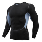 Gym Sports T-shirts for Men Long Sleeve Tights Boxing Sportswear Breathable Quick Dry Fitness Tops Male Outdoor Training Clothes