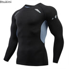 Gym Sports T-shirts for Men Long Sleeve Tights Boxing Sportswear Breathable Quick Dry Fitness Tops Male Outdoor Training Clothes