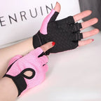 Gym Fitness Gloves For Women, Breathable Half Finger Anti-Slip Gloves For Bicycle Cycling Weight Lifting Yoga