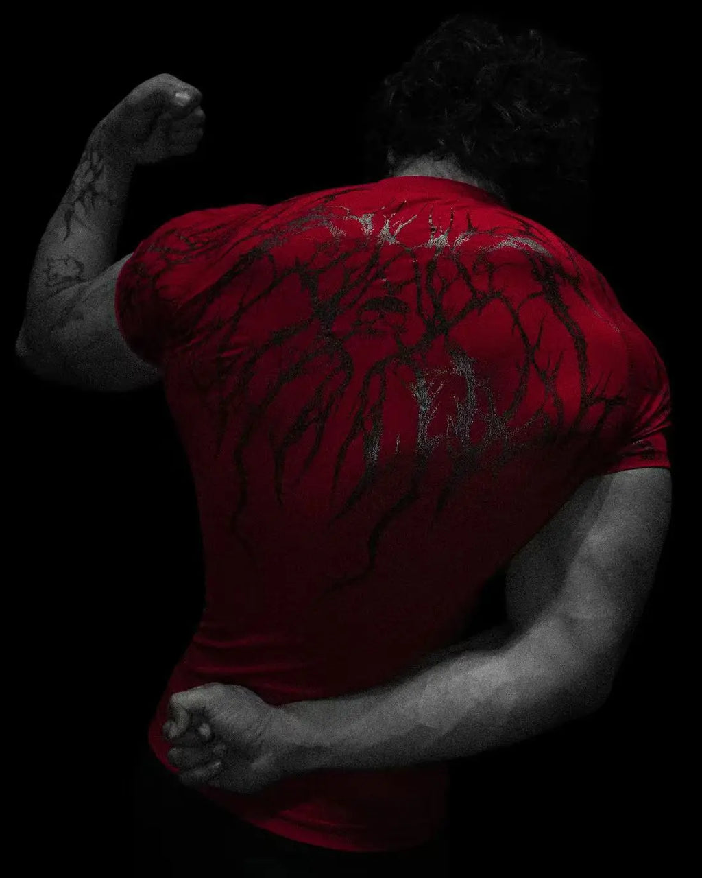 GYM T-shirt Men's Dark Gothic Print Muscle Tee High Elasticity And Quick Drying Exercise For Bodybuilding Training