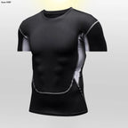 Gym Fitness T shirt Men's Short Sleeve Summer Boxing Jersey Legging Men Rashguard Compression Pants Quick Dry Tight T-shirts Men