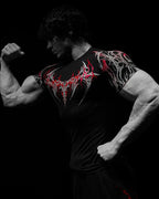 GYM T-shirt Men's Dark Gothic Print Muscle Tee  High Elasticity And Quick Drying Exercise For Bodybuilding Training 2026 Summer