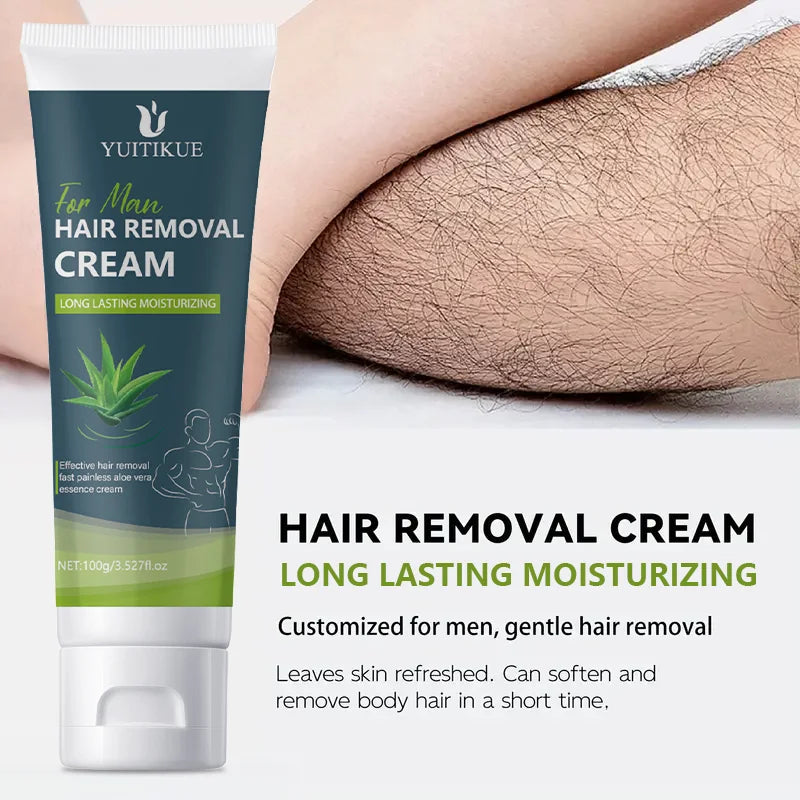 Hair Removal Cream for Men 100g - Gentle for Sensitive Skin, All Body Use, Long Lasting Moisturizing & Silky Smooth