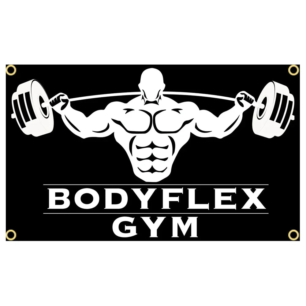 GYM Flag Message Signs Slogan Exercise Fitness Poster Advertise Logo Sport Outdoor Club Digital Printing Banner Brass Grommet