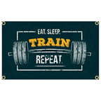 GYM Flag Message Signs Slogan Exercise Fitness Poster Advertise Logo Sport Outdoor Club Digital Printing Banner Brass Grommet