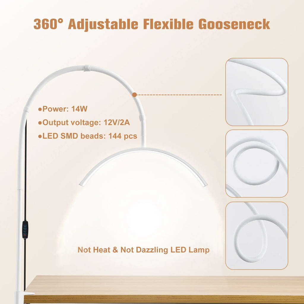 Half moon shaped LED table clip beauty lamp beauty salon nail and eye protection lamp suitable for beauty  makeup live streaming