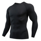 Gym Sports T-shirts for Men Long Sleeve Tights Boxing Sportswear Breathable Quick Dry Fitness Tops Male Outdoor Training Clothes