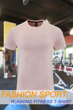 Gym Sport T Shirt Men Running Outdoor Workout Training Tees Round Neck Quick Dry Breathable Polyester Casual Short Sleeve