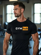 Gym Hub Printed Men's Compression T-Shirt Gym Workout Sport Quick Dry Tight Shirts Outdoor Training Fitness Elasticity Tops Tee