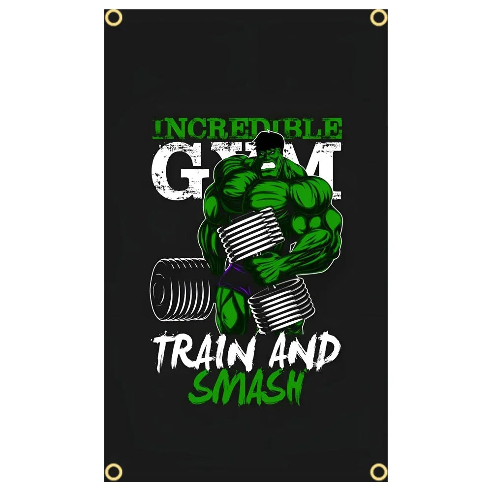 GYM Flag Message Signs Slogan Exercise Fitness Poster Advertise Logo Sport Outdoor Club Digital Printing Banner Brass Grommet