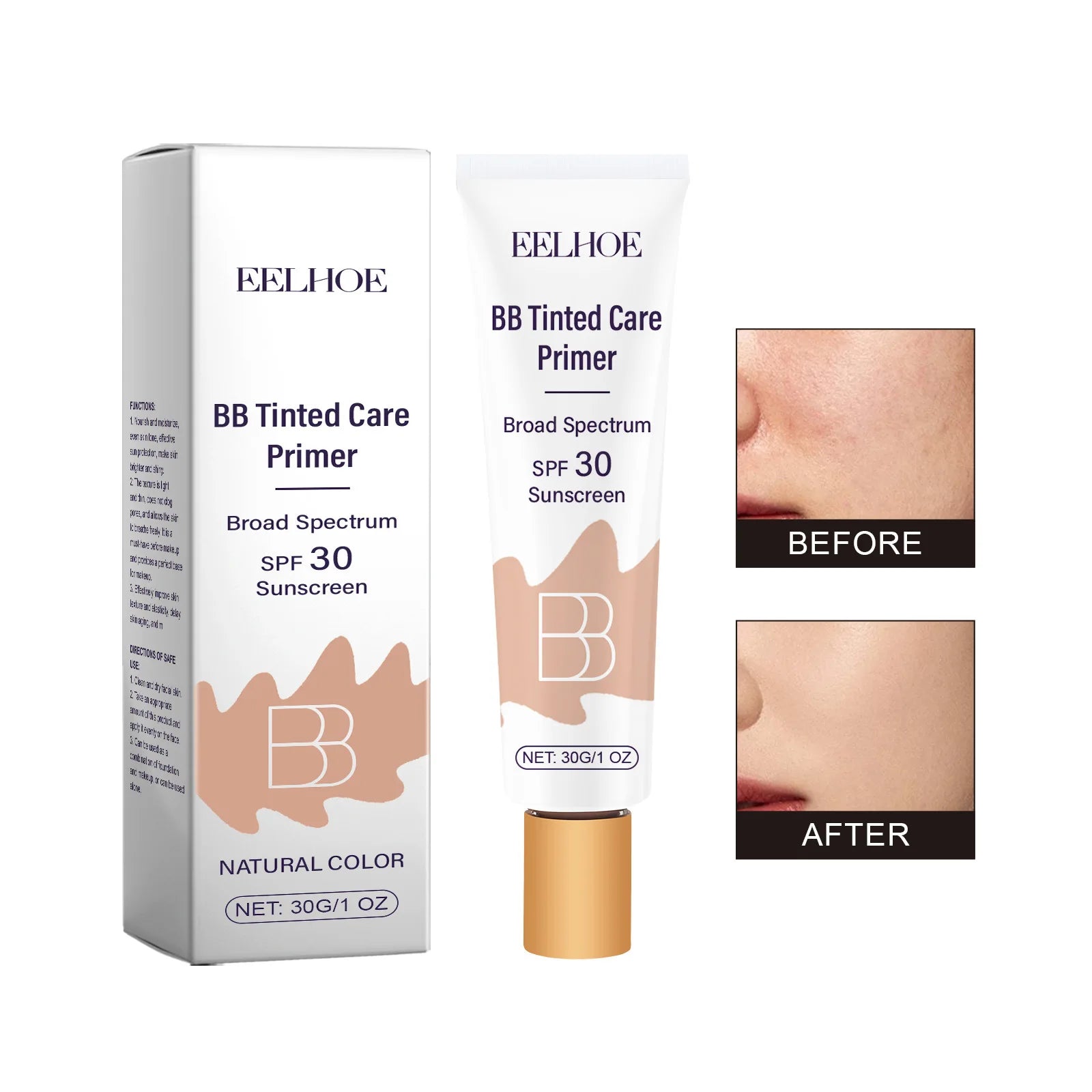 BB Cream, facial makeup, hydrating and moisturizing, daily primer, lightweight texture, fits naturally, beauty cream