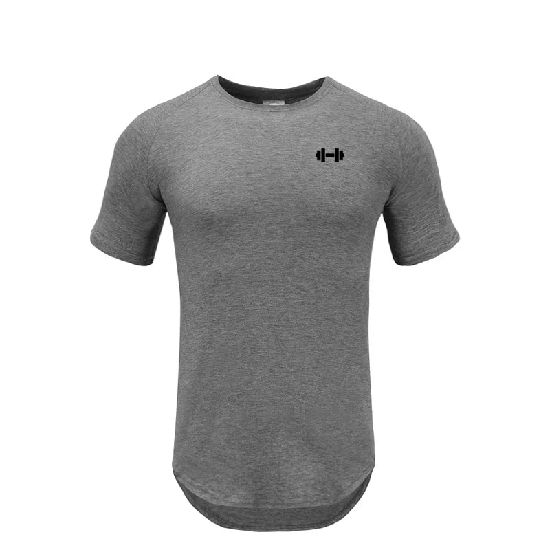 Gym Bodybuilding Workout Clothing Sportswear Mens Casual Short-sleeved Cotton Shirts Summer Fitness Breathable Slim Fit T-Shirts