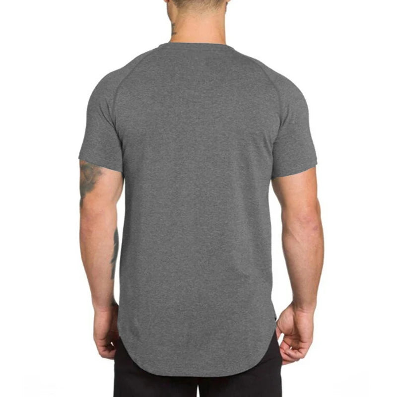 Gym Bodybuilding Workout Clothing Sportswear Mens Casual Short-sleeved Cotton Shirts Summer Fitness Breathable Slim Fit T-Shirts